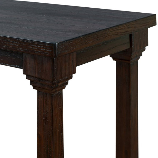 English Elm Farmhouse Console Table 59 Inch Slim Entryway Accent with Carved Legs and Pine Veneer Espresso W1202P426222