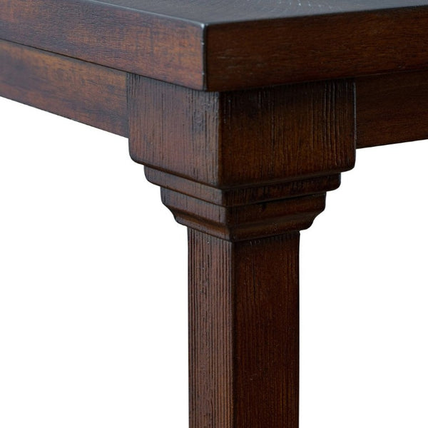 English Elm Farmhouse Console Table 59 Inch Slim Entryway Accent with Carved Legs and Pine Veneer Walnut W1202P426224