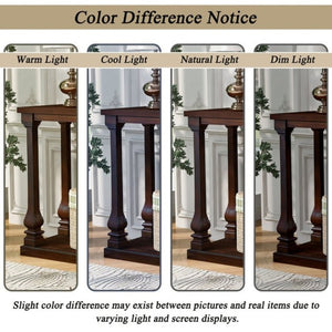 English Elm Farmhouse Console Table 59 Inch Slim Entryway Accent with Carved Legs and Pine Veneer Walnut W1202P426224