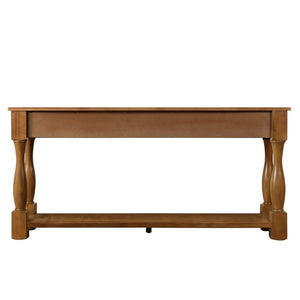 English Elm 60Inch Solid Pine Entryway Console Table with Three Drawers and Open Storage Shelf W1202P457245