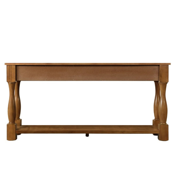 English Elm 60Inch Solid Pine Entryway Console Table with Three Drawers and Open Storage Shelf W1202P457245