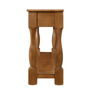 English Elm 60Inch Solid Pine Entryway Console Table with Three Drawers and Open Storage Shelf W1202P457245