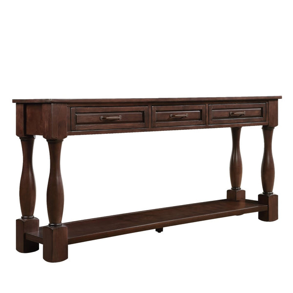 English Elm 60inch Solid Pine Wood Entryway Console Table with Three Drawers and Open Bottom Shelf W1202P457250