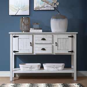 English Elm 46'' Solid Pine Buffet Server with Iron Pulls Retro Antique Finish Dining Storage W1202P457253