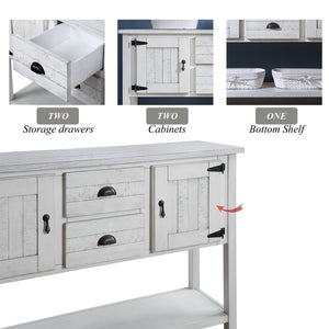 English Elm 46'' Solid Pine Buffet Server with Iron Pulls Retro Antique Finish Dining Storage W1202P457253