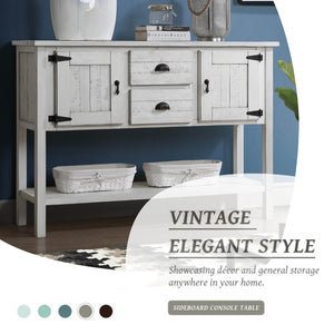English Elm 46'' Solid Pine Buffet Server with Iron Pulls Retro Antique Finish Dining Storage W1202P457253