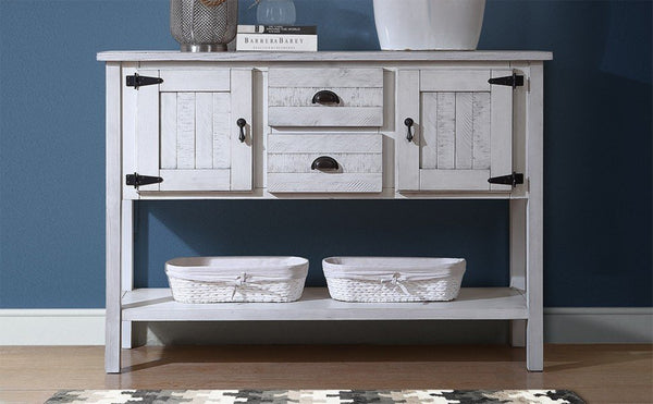 English Elm 46'' Solid Pine Buffet Server with Iron Pulls Retro Antique Finish Dining Storage W1202P457253