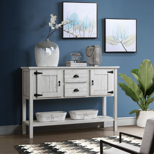 English Elm 46'' Solid Pine Buffet Server with Iron Pulls Retro Antique Finish Dining Storage W1202P457253