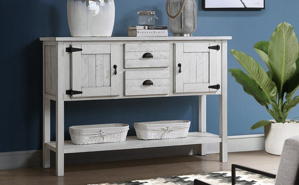 English Elm 46'' Solid Pine Buffet Server with Iron Pulls Retro Antique Finish Dining Storage W1202P457253