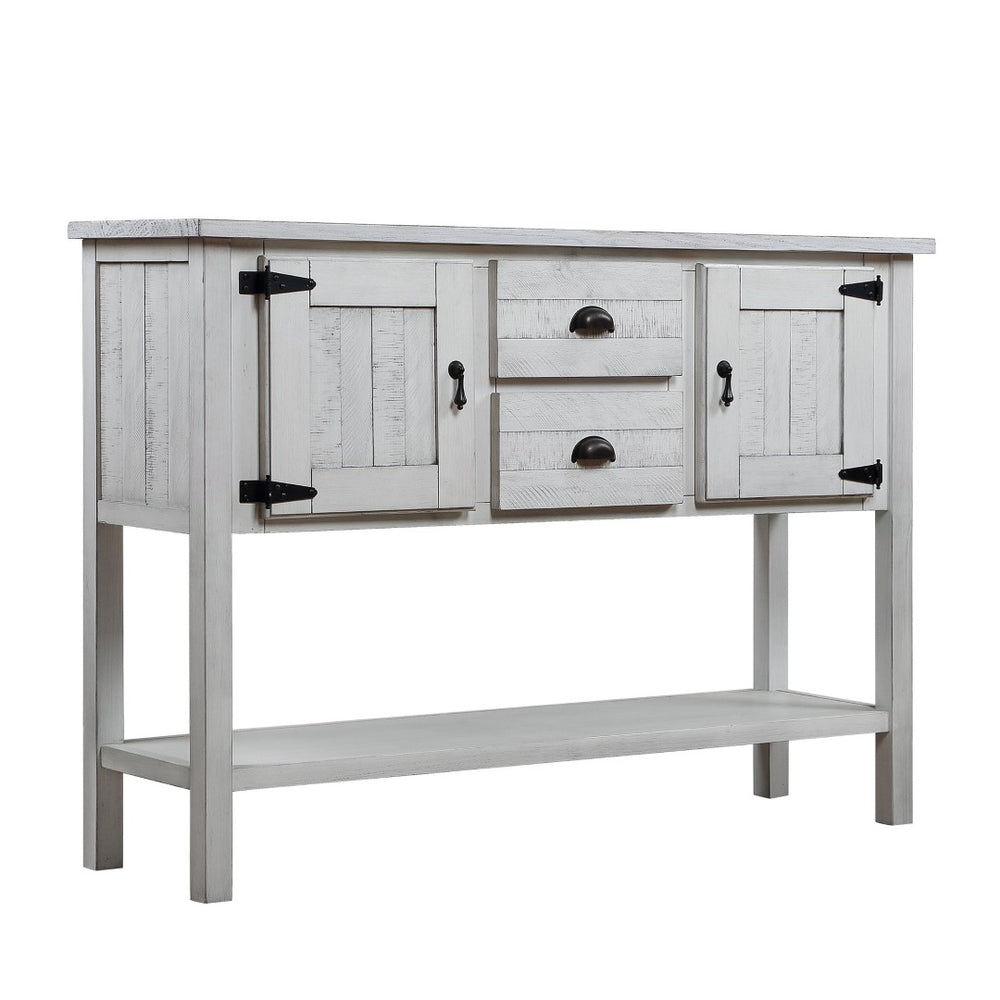 English Elm 46'' Solid Pine Buffet Server with Iron Pulls Retro Antique Finish Dining Storage W1202P457253