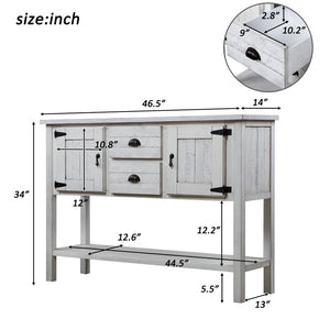 English Elm 46'' Solid Pine Buffet Server with Iron Pulls Retro Antique Finish Dining Storage W1202P457253