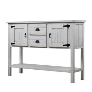 English Elm 46'' Solid Pine Buffet Server with Iron Pulls Retro Antique Finish Dining Storage W1202P457253