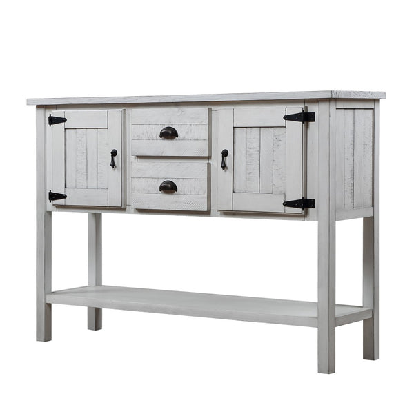 English Elm 46'' Solid Pine Buffet Server with Iron Pulls Retro Antique Finish Dining Storage W1202P457253