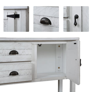 English Elm 46'' Solid Pine Buffet Server with Iron Pulls Retro Antique Finish Dining Storage W1202P457253