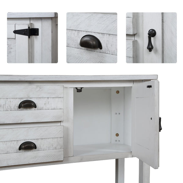 English Elm 46'' Solid Pine Buffet Server with Iron Pulls Retro Antique Finish Dining Storage W1202P457253