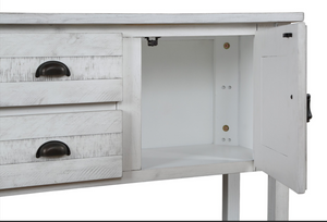 English Elm 46'' Solid Pine Buffet Server with Iron Pulls Retro Antique Finish Dining Storage W1202P457253