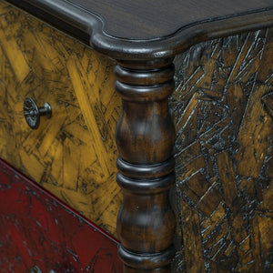 English Elm Farmhouse Four Drawer Chest with Pine Legs Oak Veneer Top Narrow Bedroom Storage Colorful W1202P484708