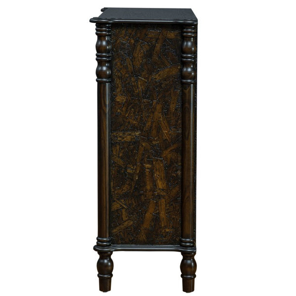 English Elm Farmhouse Four Drawer Chest with Pine Legs Oak Veneer Top Narrow Bedroom Storage Colorful W1202P484708