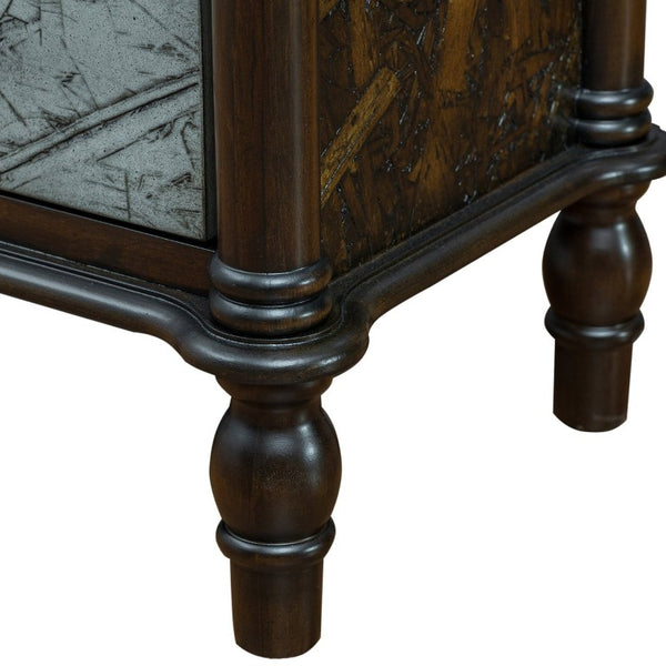 English Elm Farmhouse Four Drawer Chest with Pine Legs Oak Veneer Top Narrow Bedroom Storage Colorful W1202P484708