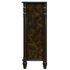 English Elm Farmhouse Four Drawer Chest with Pine Legs Oak Veneer Top Narrow Bedroom Storage Espresso W1202P484711
