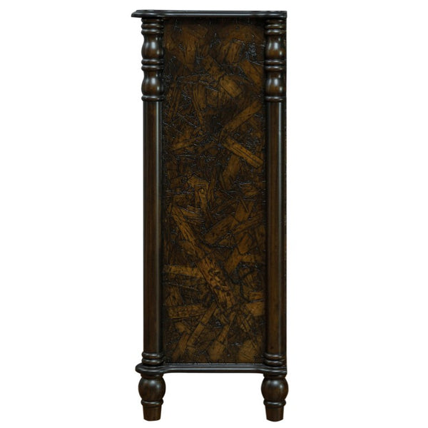 English Elm Farmhouse Four Drawer Chest with Pine Legs Oak Veneer Top Narrow Bedroom Storage Espresso W1202P484711