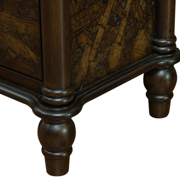 English Elm Farmhouse Four Drawer Chest with Pine Legs Oak Veneer Top Narrow Bedroom Storage Espresso W1202P484711