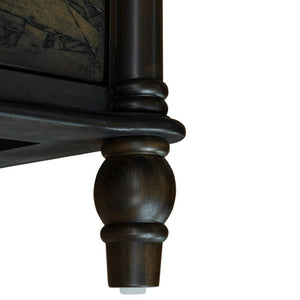 English Elm Farmhouse Four Drawer Chest with Pine Legs Oak Veneer Top Narrow Bedroom Storage Espresso W1202P484711