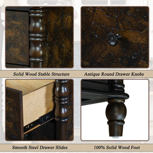 English Elm Farmhouse Four Drawer Chest with Pine Legs Oak Veneer Top Narrow Bedroom Storage Espresso W1202P484711