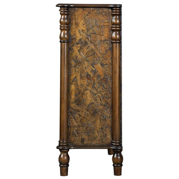 English Elm Farmhouse Oak Veneer 4 Drawer Narrow Dresser with Pine Legs for Bedroom or Hallway W1202P484714
