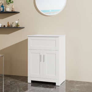 English Elm Goodyo Compact 24 Inch Bathroom Vanity with Ceramic Sink and Two Door Storage Cabinet W1223S00013