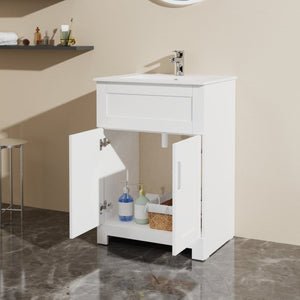 English Elm Goodyo Compact 24 Inch Bathroom Vanity with Ceramic Sink and Two Door Storage Cabinet W1223S00013