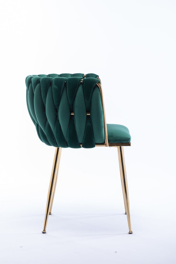 English Elm Modern Velvet Dining Chair Set of 2 with Gold Metal Frame and Cushioned Low Back W1249P481770