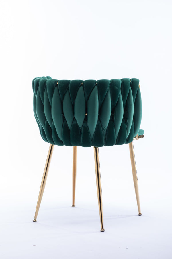English Elm Modern Velvet Dining Chair Set of 2 with Gold Metal Frame and Cushioned Low Back W1249P481770