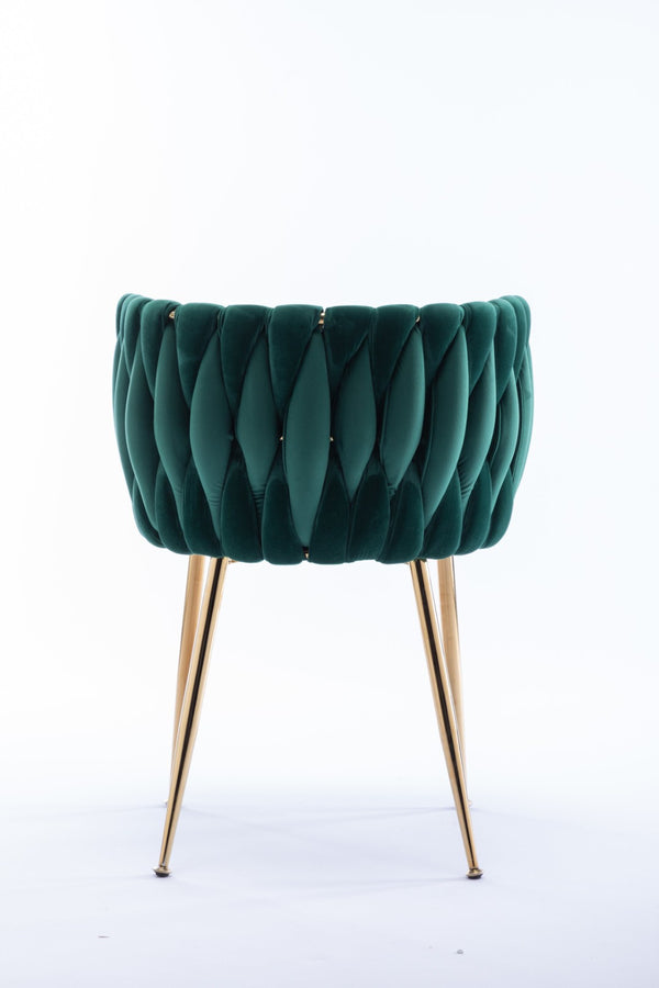 English Elm Modern Velvet Dining Chair Set of 2 with Gold Metal Frame and Cushioned Low Back W1249P481770
