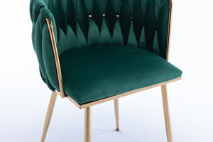 English Elm Modern Velvet Dining Chair Set of 2 with Gold Metal Frame and Cushioned Low Back W1249P481770