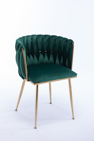 English Elm Modern Velvet Dining Chair Set of 2 with Gold Metal Frame and Cushioned Low Back W1249P481770