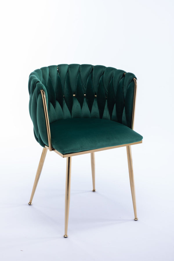 English Elm Modern Velvet Dining Chair Set of 2 with Gold Metal Frame and Cushioned Low Back W1249P481770