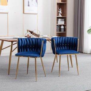 English Elm Modern Glam Velvet Dining Chairs with Gold Legs Lumbar Support Formal Set of 2 W1249P481771