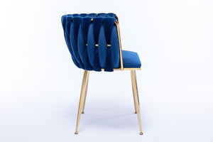 English Elm Modern Glam Velvet Dining Chairs with Gold Legs Lumbar Support Formal Set of 2 W1249P481771