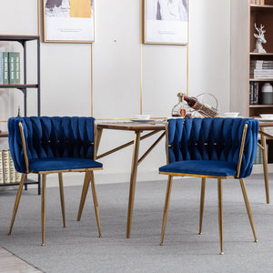 English Elm Modern Glam Velvet Dining Chairs with Gold Legs Lumbar Support Formal Set of 2 W1249P481771