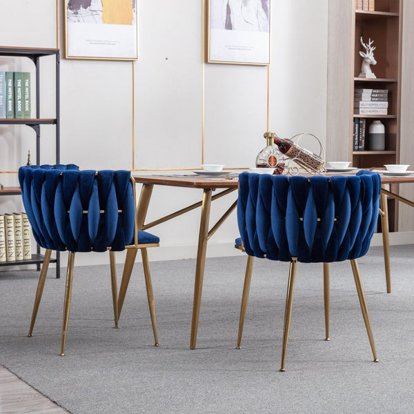 English Elm Modern Glam Velvet Dining Chairs with Gold Legs Lumbar Support Formal Set of 2 W1249P481771