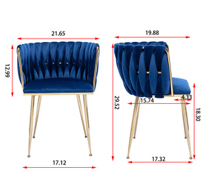 English Elm Modern Glam Velvet Dining Chairs with Gold Legs Lumbar Support Formal Set of 2 W1249P481771