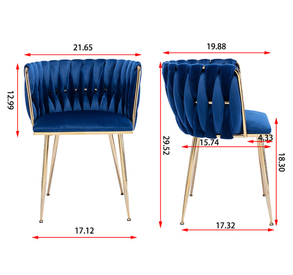 English Elm Modern Glam Velvet Dining Chairs with Gold Legs Lumbar Support Formal Set of 2 W1249P481771