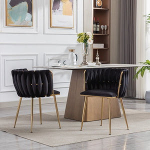 English Elm Modern Velvet Dining Chair Set of 2 with Gold Legs and High Density Foam Cushion W1249P481773