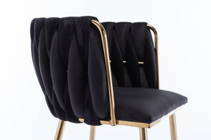 English Elm Modern Velvet Dining Chair Set of 2 with Gold Legs and High Density Foam Cushion W1249P481773