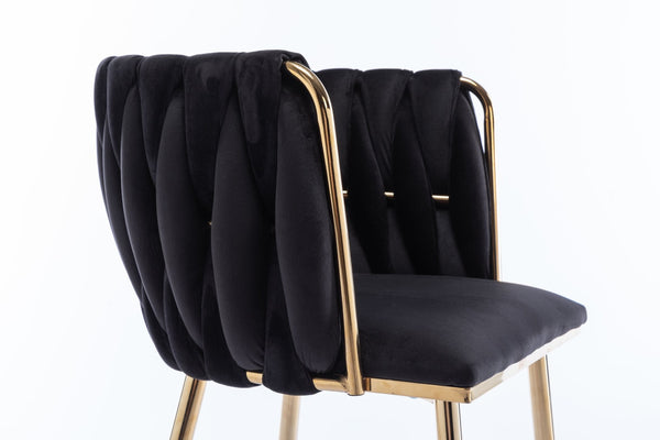 English Elm Modern Velvet Dining Chair Set of 2 with Gold Legs and High Density Foam Cushion W1249P481773