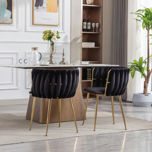 English Elm Modern Velvet Dining Chair Set of 2 with Gold Legs and High Density Foam Cushion W1249P481773