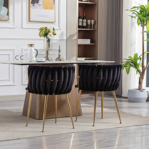 English Elm Modern Velvet Dining Chair Set of 2 with Gold Legs and High Density Foam Cushion W1249P481773