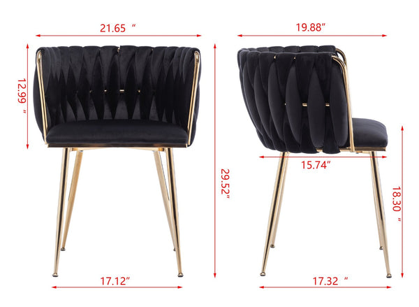 English Elm Modern Velvet Dining Chair Set of 2 with Gold Legs and High Density Foam Cushion W1249P481773