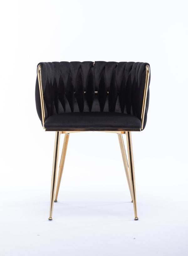 English Elm Modern Velvet Dining Chair Set of 2 with Gold Legs and High Density Foam Cushion W1249P481773